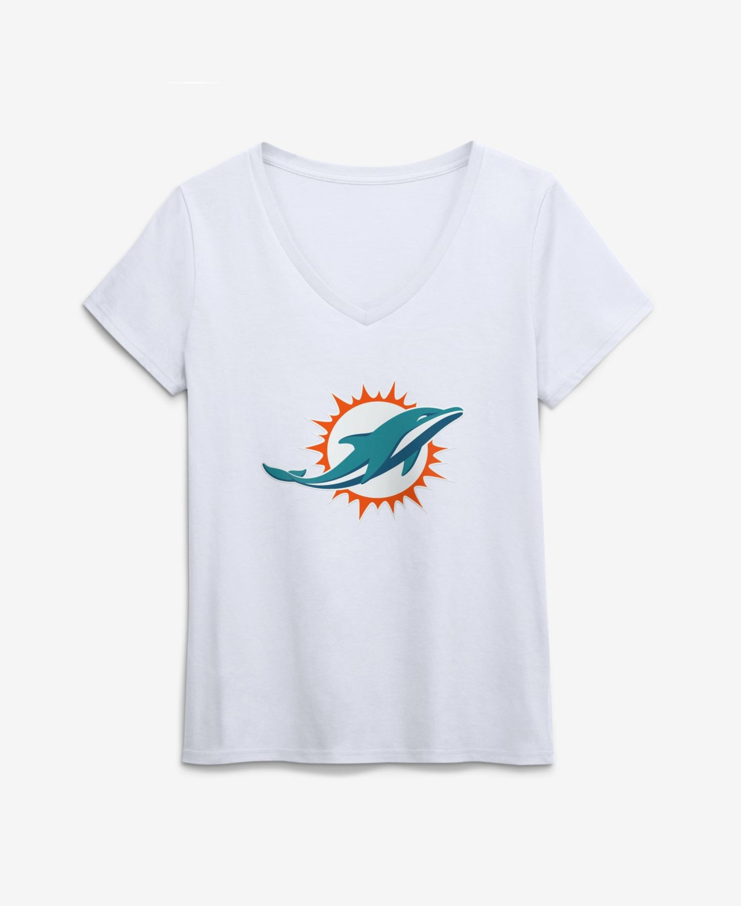 Women's White Miami Dolphins Primary Logo V-Neck T-Shirt