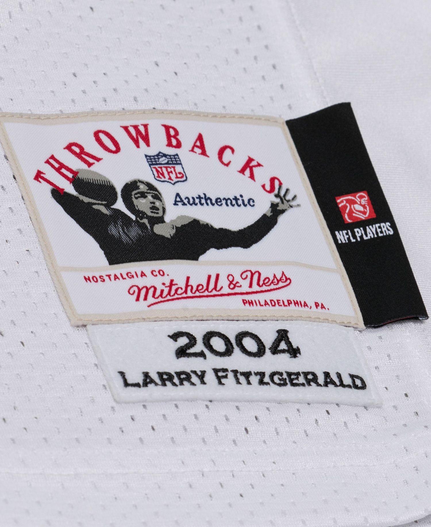 Men's Mitchell Ness Larry Fitzgerald White Arizona Cardinals 2004 Authentic Throwback Jersey