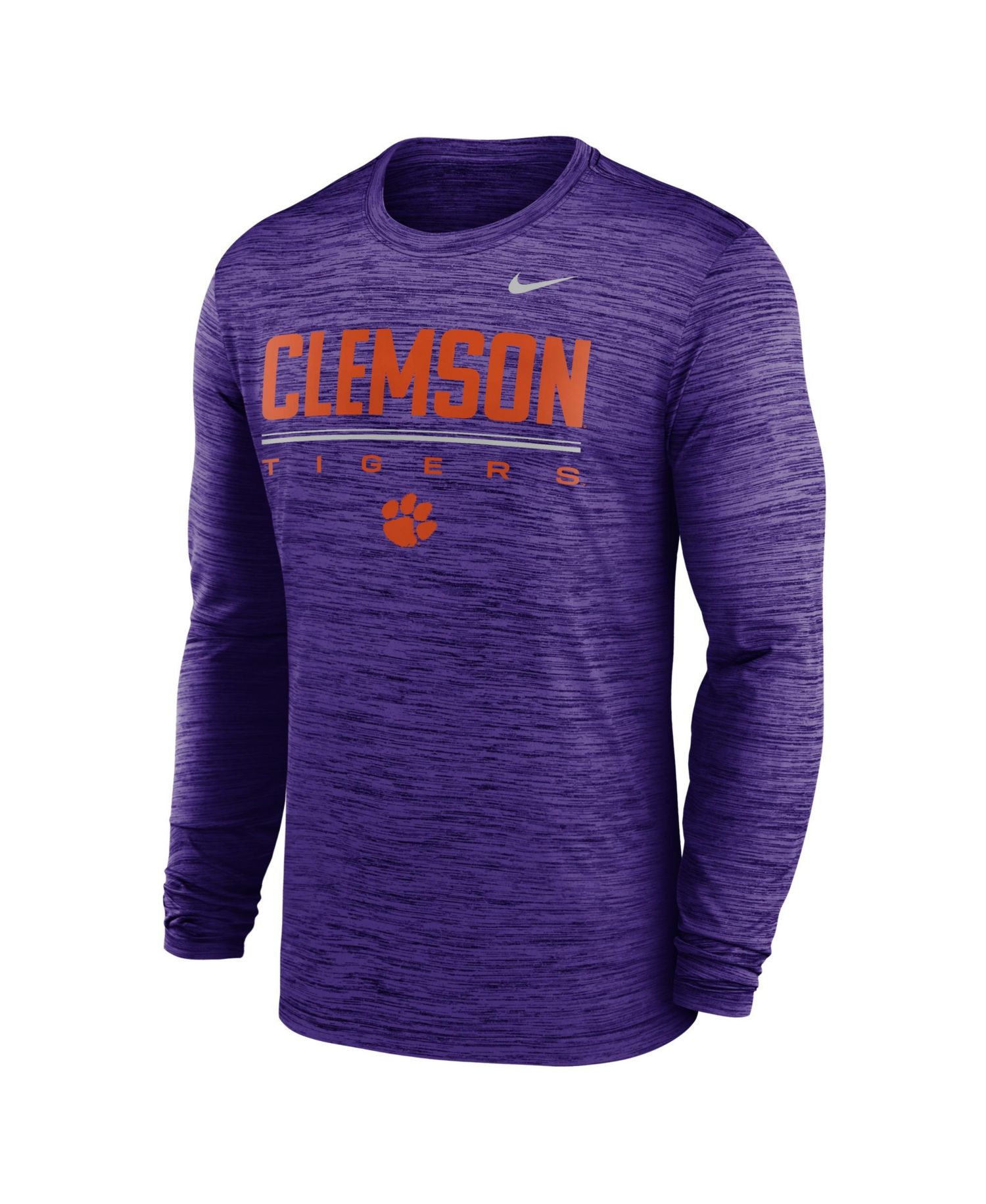 Men's Purple Clemson Tigers Sideline Velocity Dri-FIT Long Sleeve T-Shirt