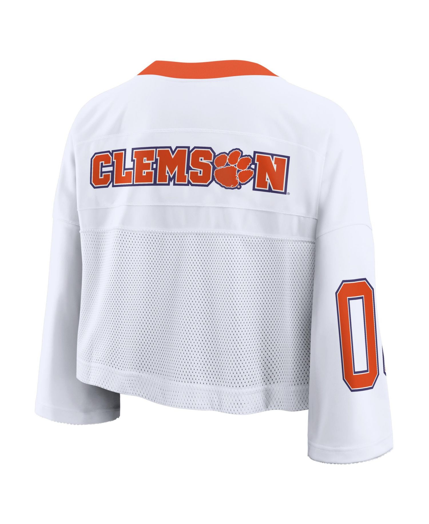 Women's White Clemson Tigers Oversized Logo Cropped Fashion Jersey