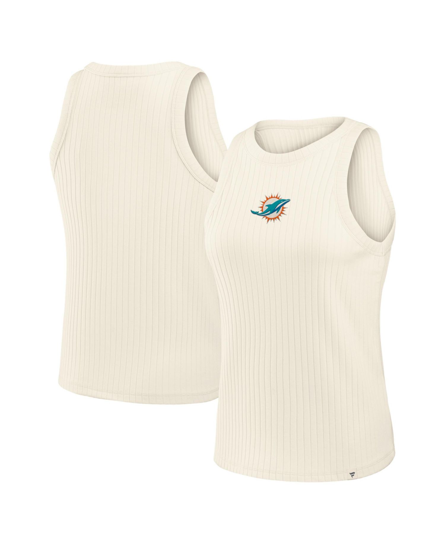 Women's Cream Miami Dolphins Star Play Tri-Blend Ribbed Tank Top