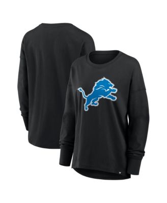 Women's Black Detroit Lions Relaxed Hip Essential Long Sleeve T-Shirt