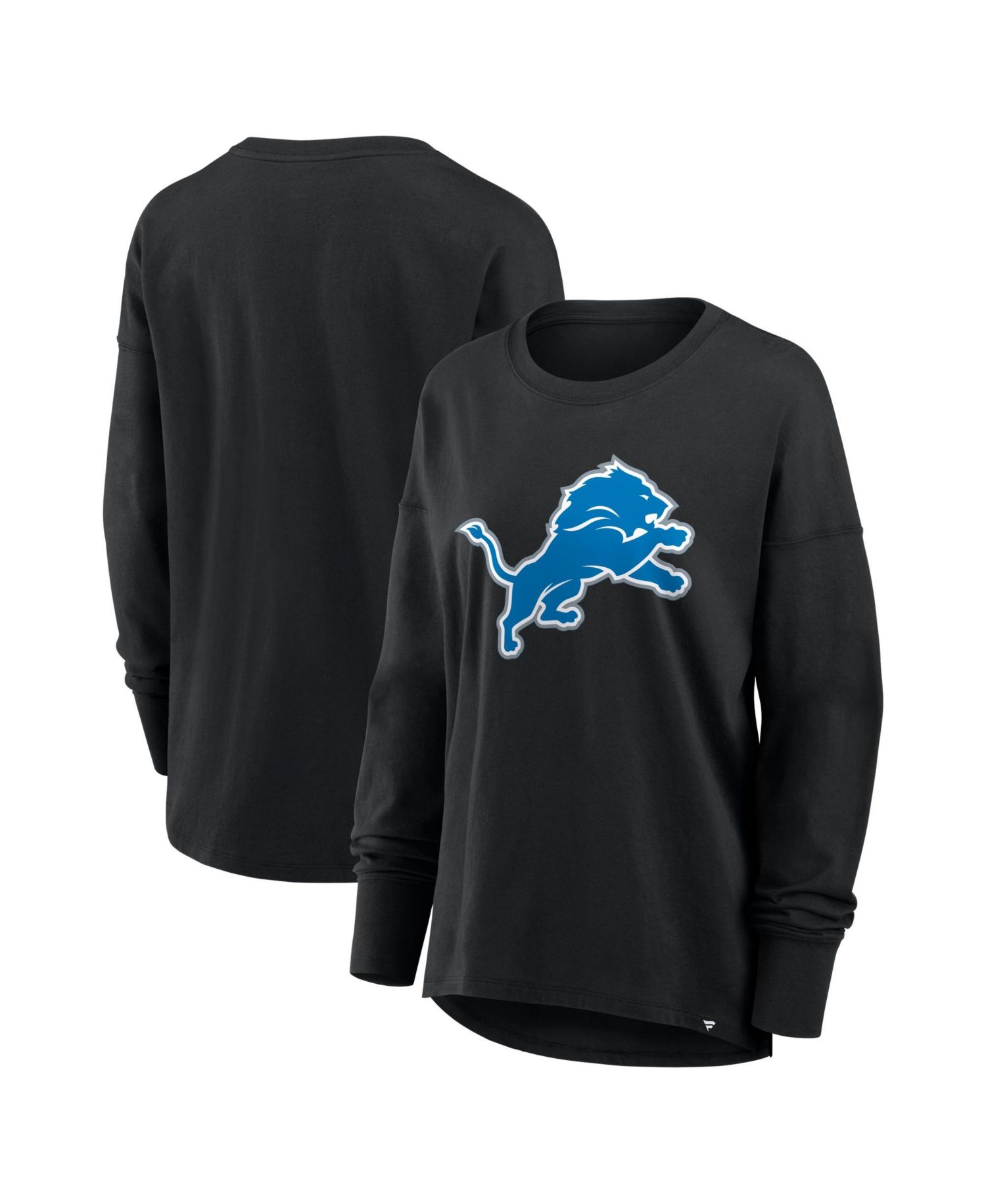 Women's Black Detroit Lions Relaxed Hip Essential Long Sleeve T-Shirt