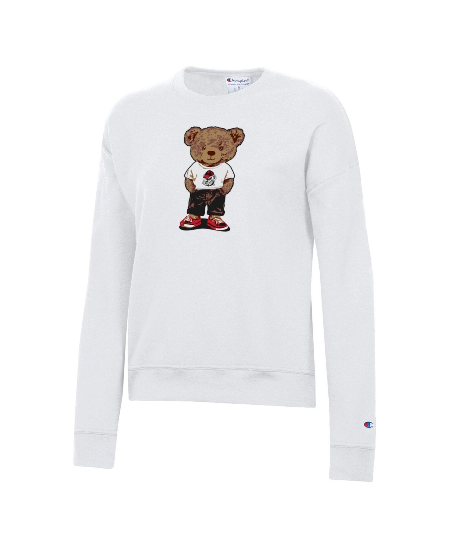 Women's White Georgia Bulldogs Teddy Bear Fleece Sweatshirt
