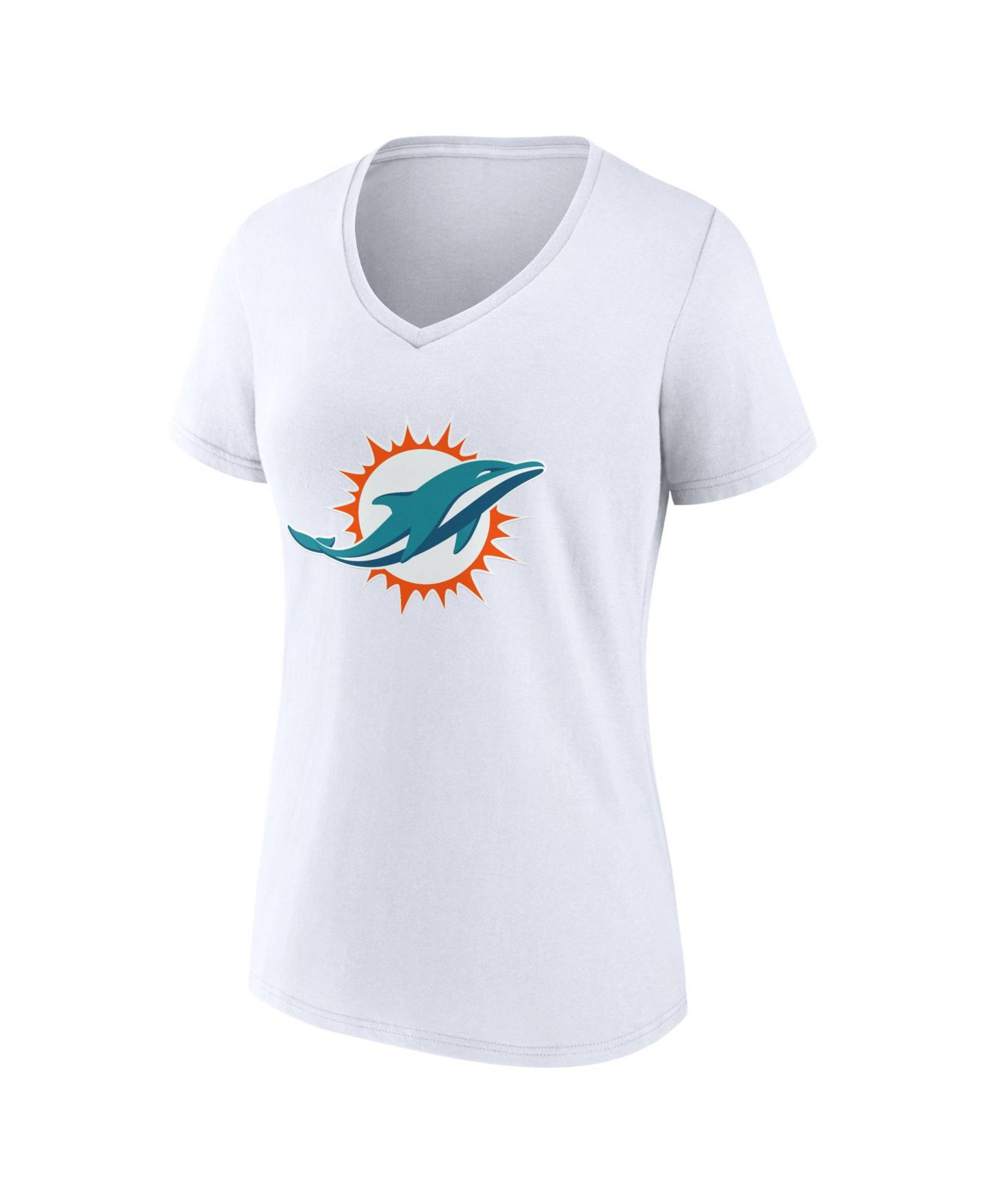 Женская футболка Logo Athletic White Miami Dolphins Primary Logo V-Neck — фото 4