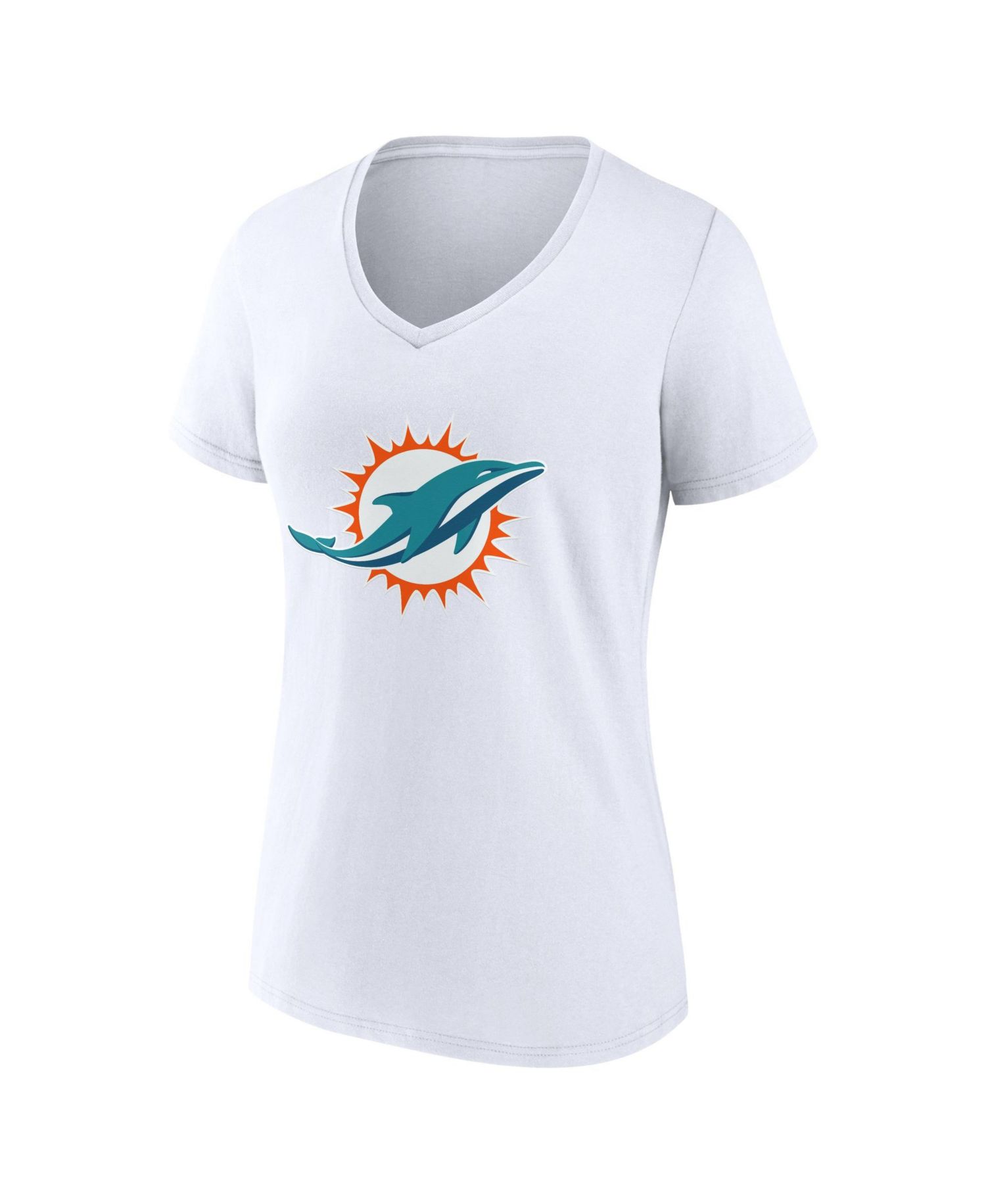 Women's White Miami Dolphins Primary Logo V-Neck T-Shirt