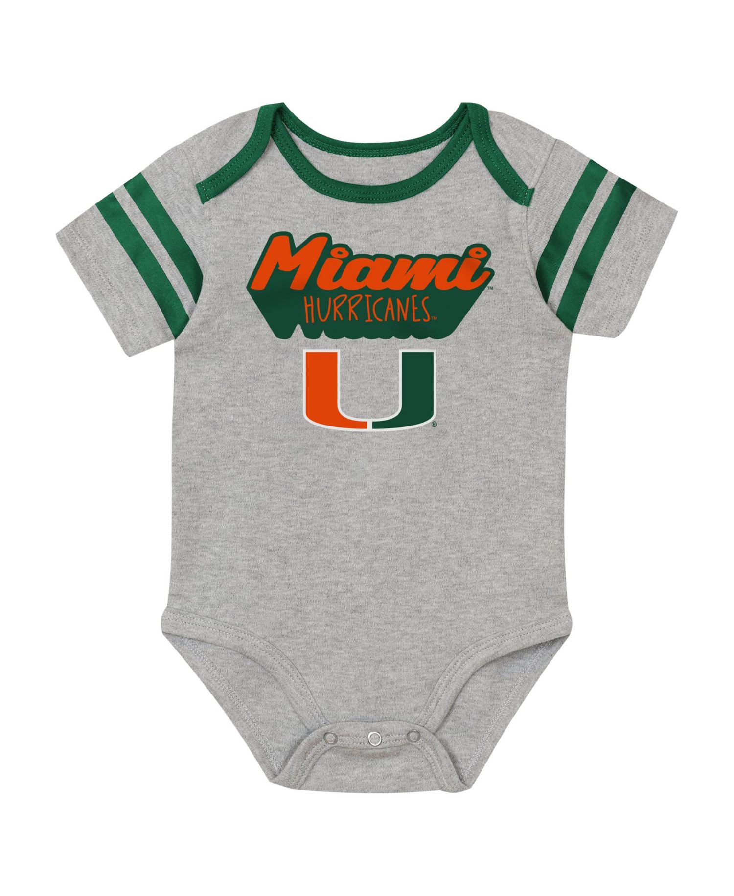 Baby Boys and Girls Green Miami Hurricanes Star Player Three-Piece Bodysuit Set