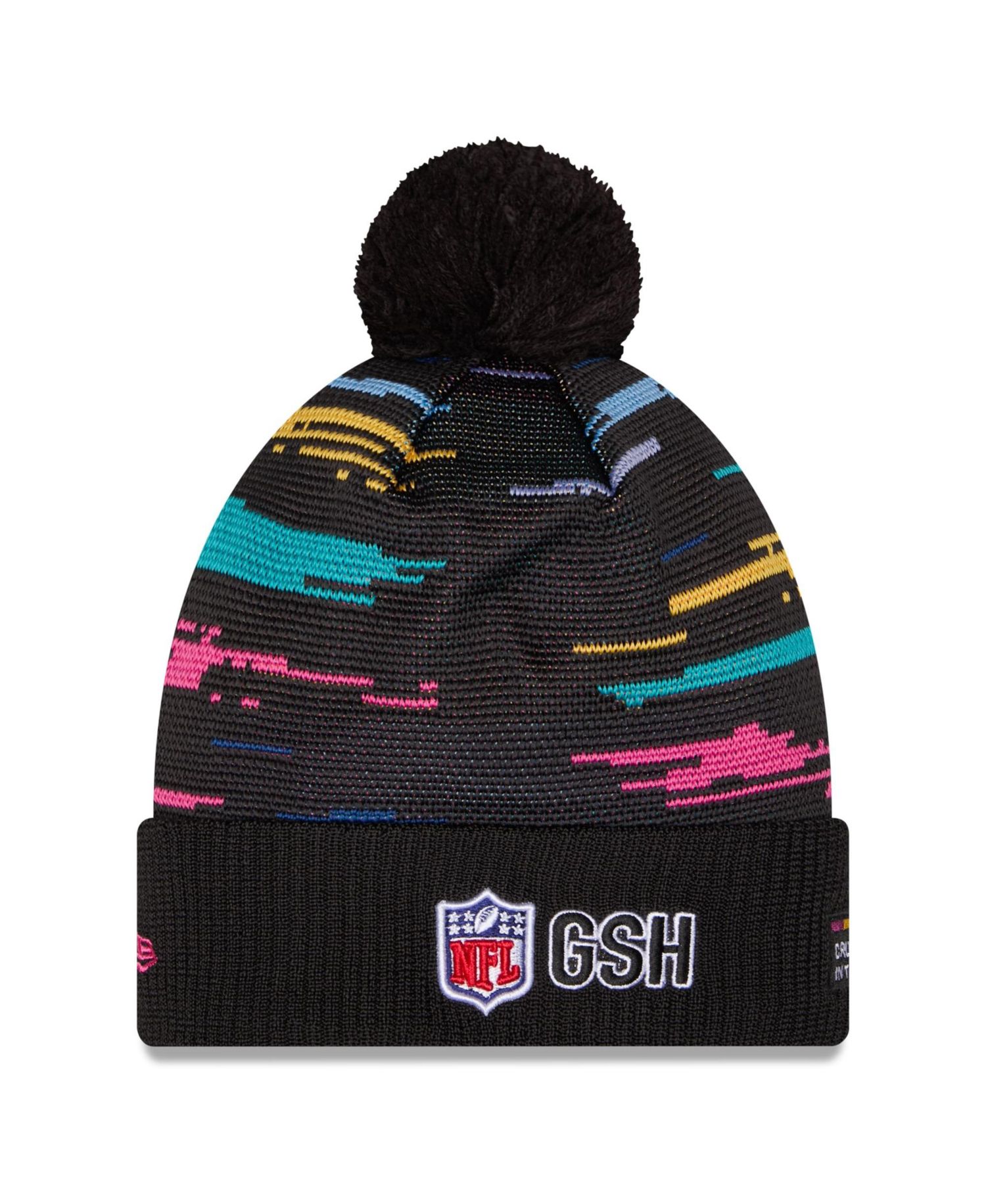Men's Black Chicago Bears 2026 NFL Crucial Catch Cuffed Knit with Pom Hat