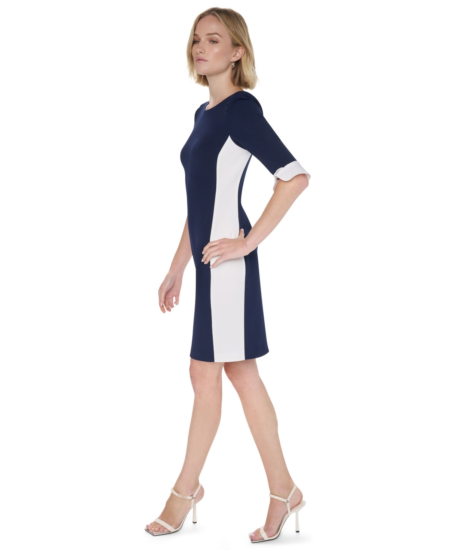 Women's Colorblock 3/4-Sleeve Sheath Dress