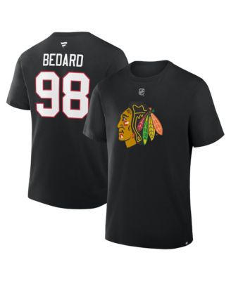 Men's Connor Bedard Black Chicago Blackhawks Authentic Stack Name Number T-Shirt