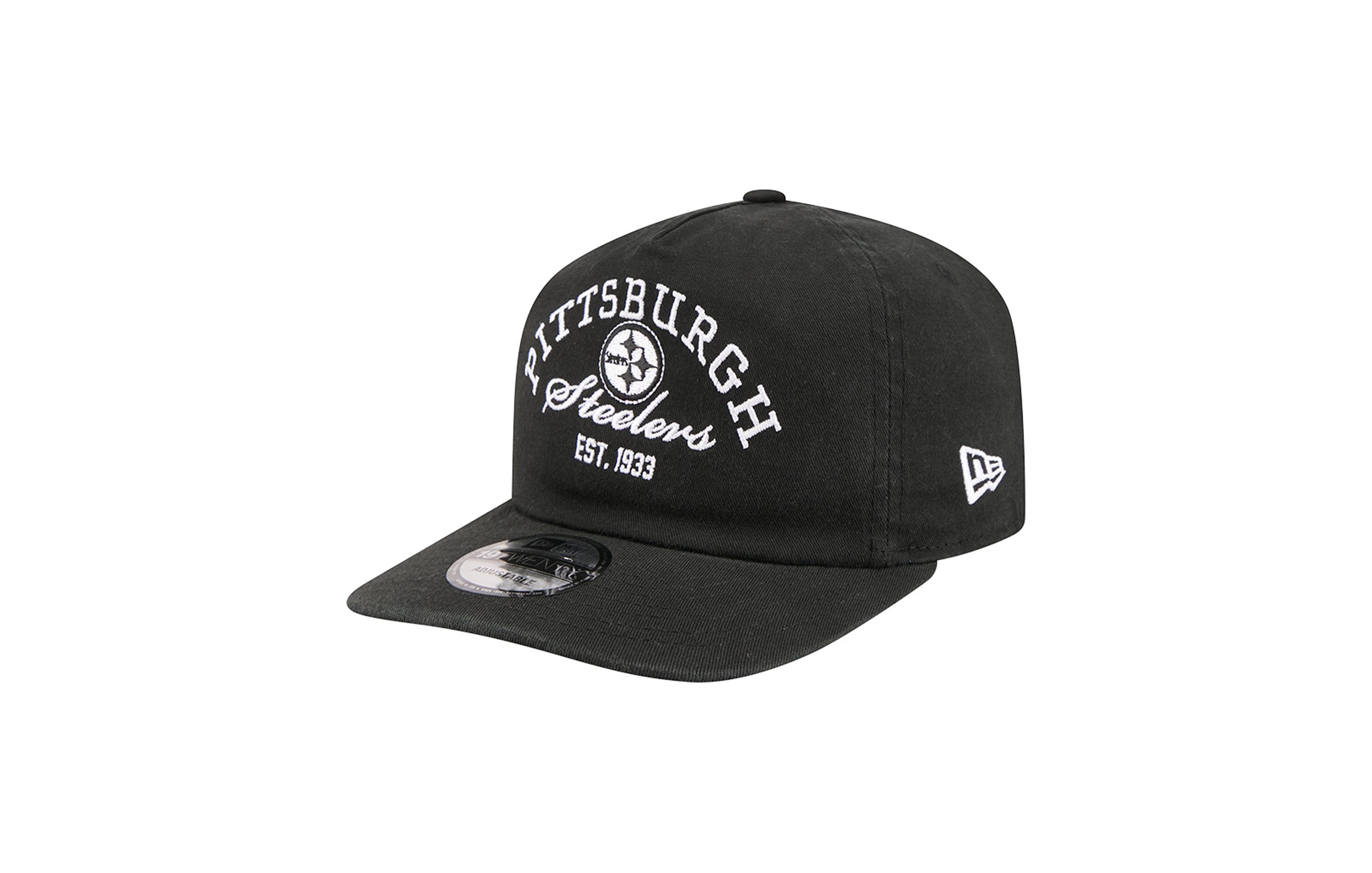 New Era Men's Black Pittsburgh Steelers Stacked 19TWENTY Adjustable Hat