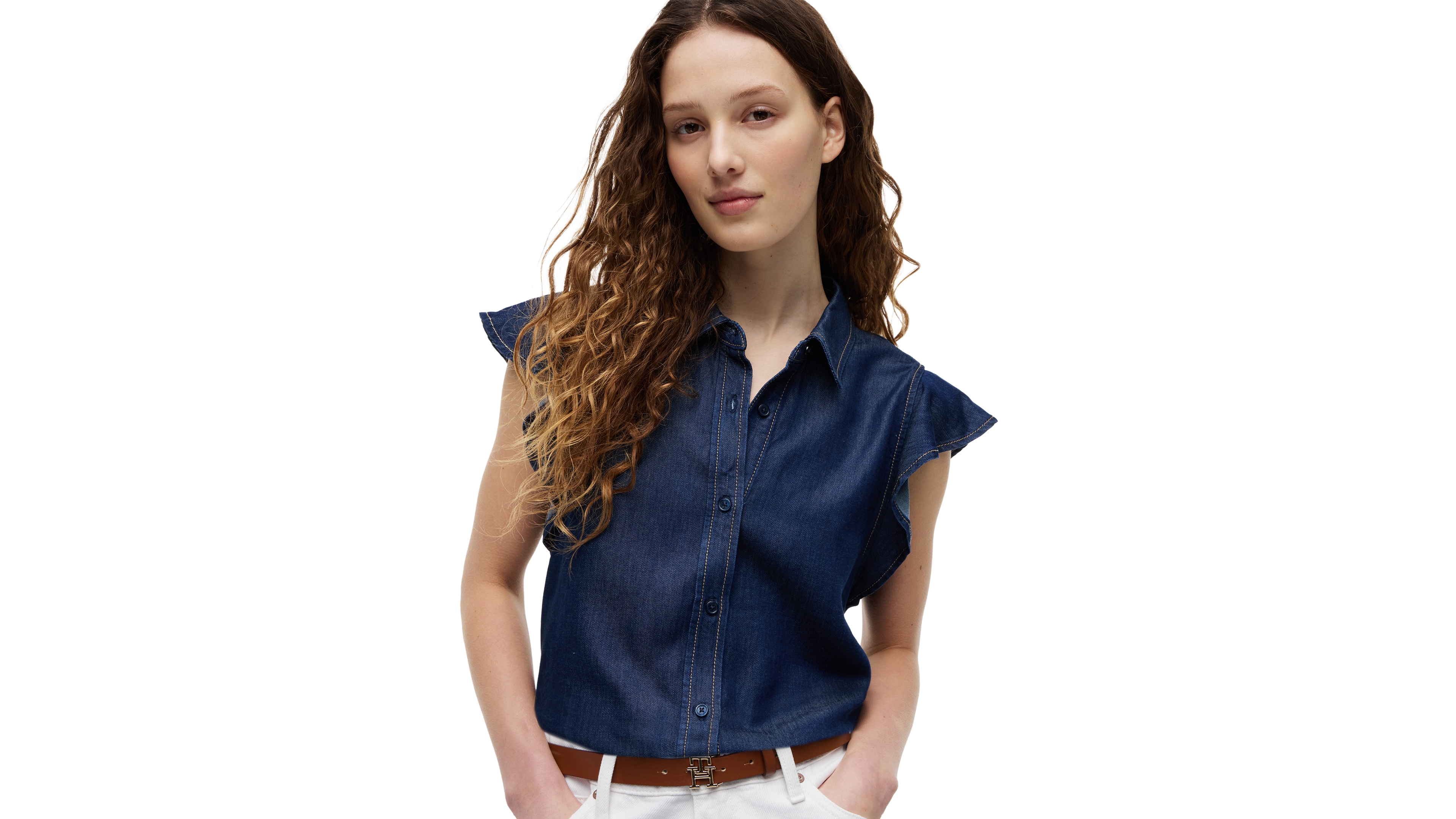 Tommy Hilfiger Women's Cotton-Blend Short-Sleeve Shirt