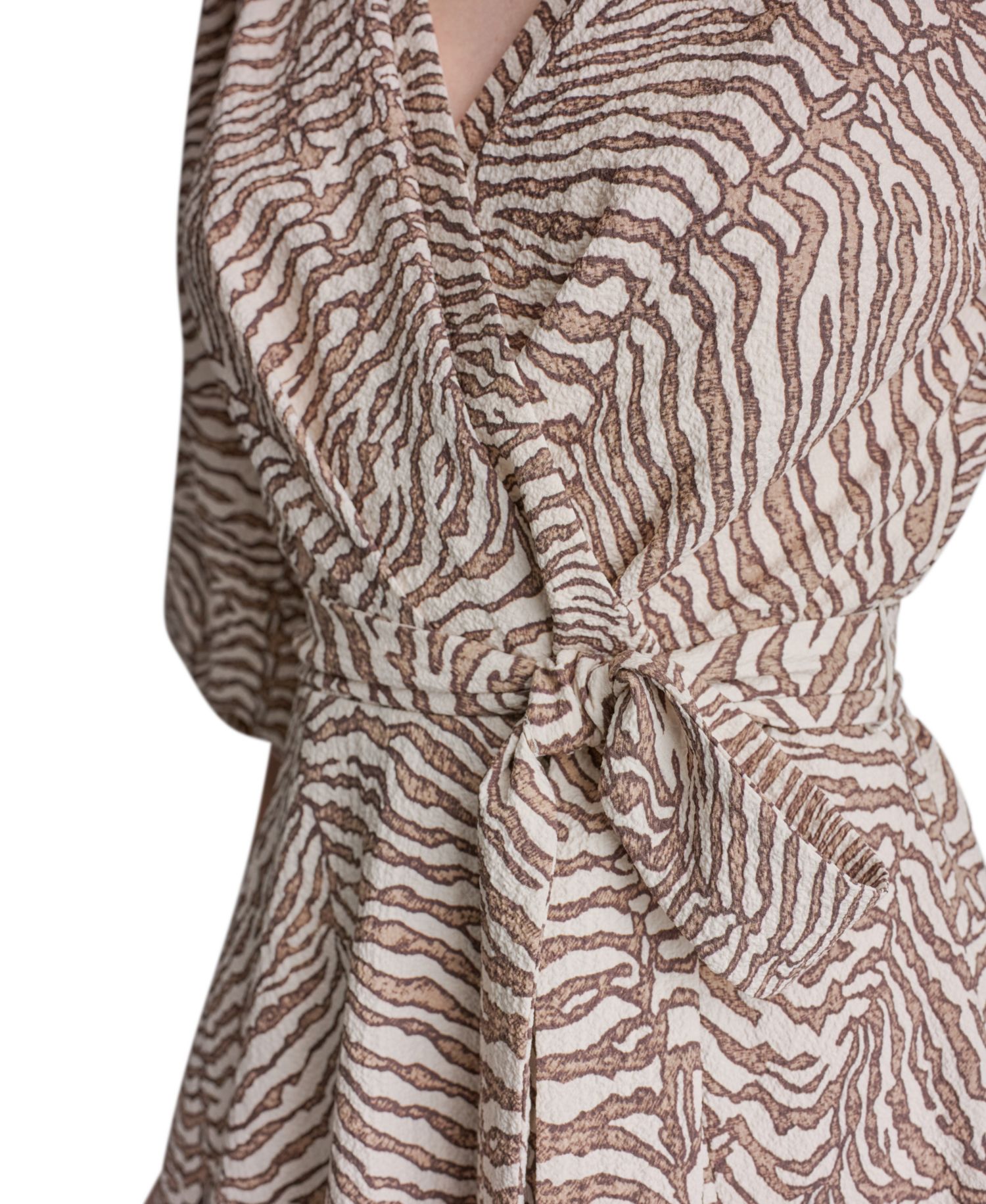 Women's 3/4-Balloon-Sleeve Wrap Midi Dress