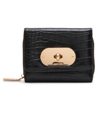 Women's Faux-Croc Trifold Turn-Lock Wallet
