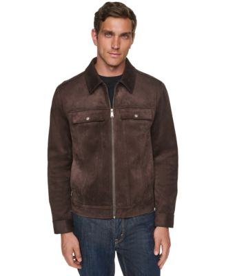 Men's Faux Suede Regular-Fit Trucker Jacket