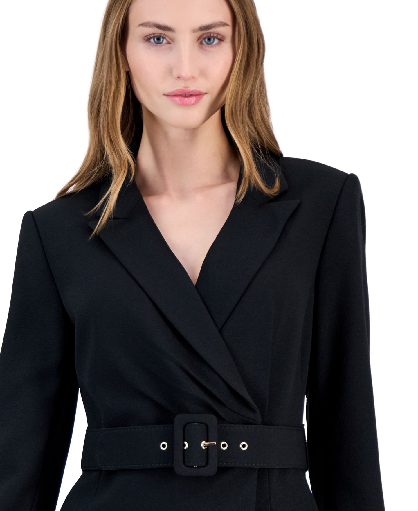 Женские платья Tahari ASL Asymmetrical Belted Coatdress, цвет: Чёрный — фото 5