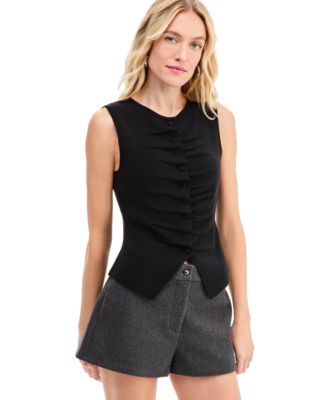 Bar III Women's Pleated Sleeveless Button-Front Sweater Vest, Macy's ...