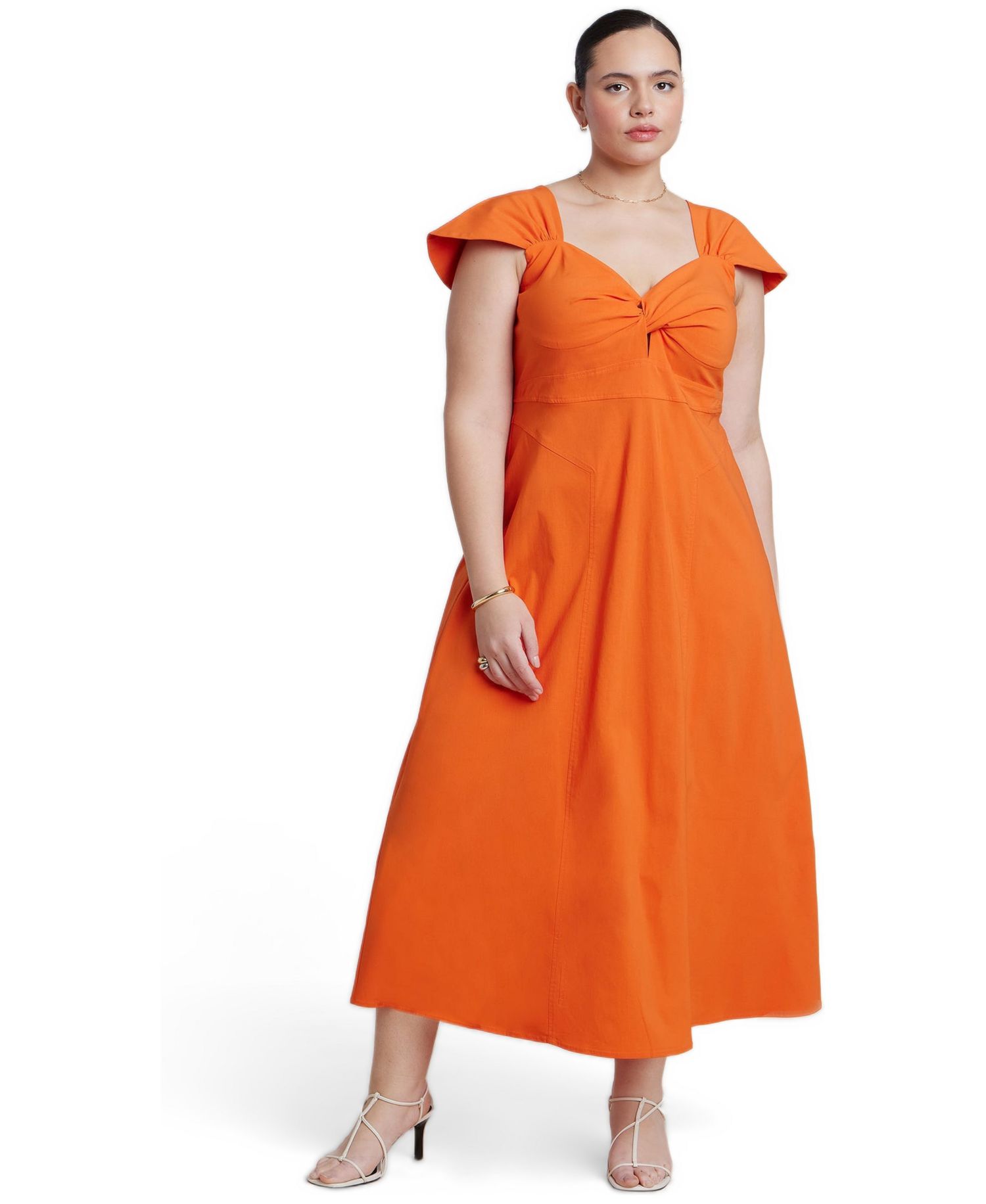 Plus Size Twist-Detail Sweetheart Neck Dress