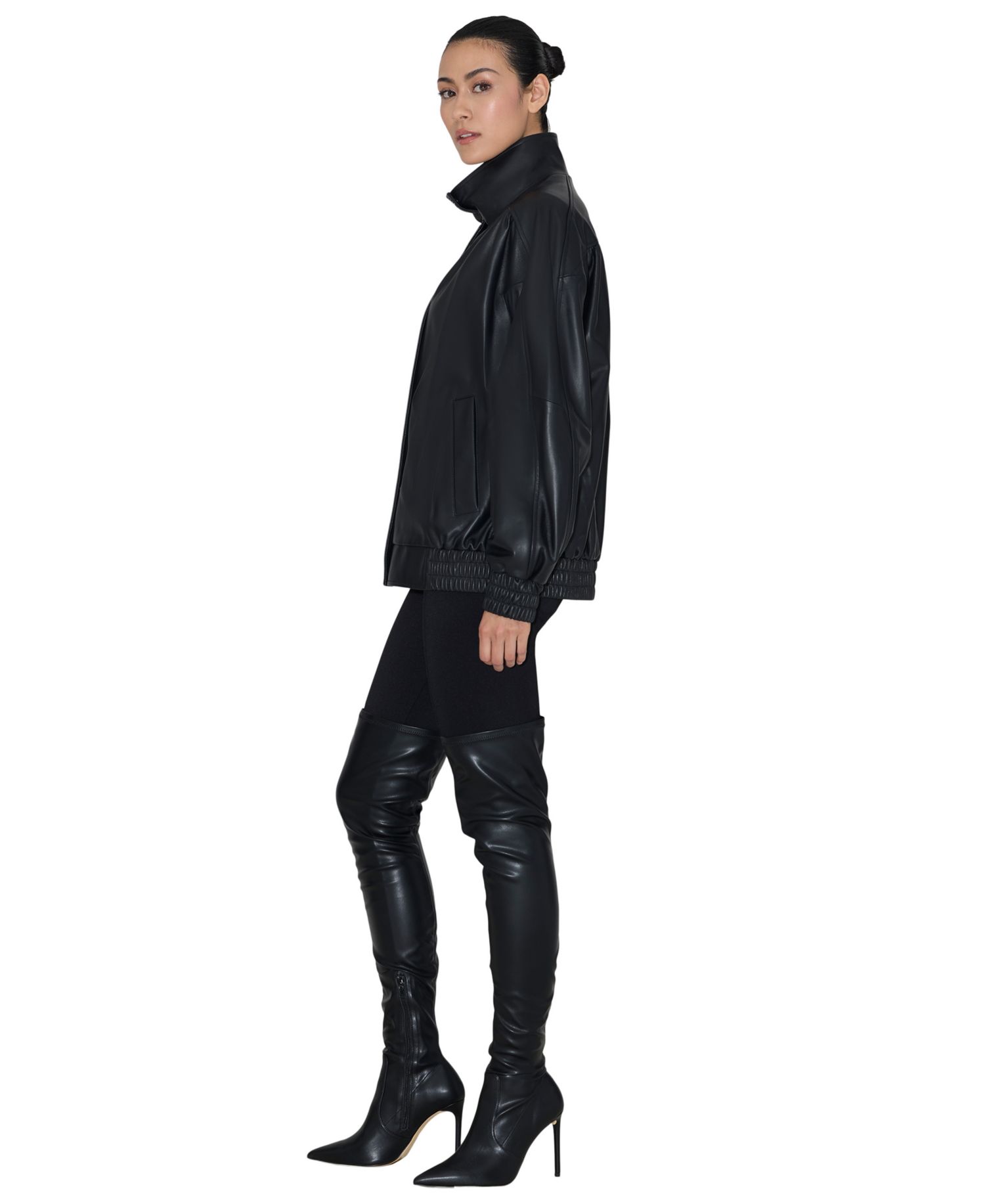 Women's Miu Oversized-Bomber Leather Jacket