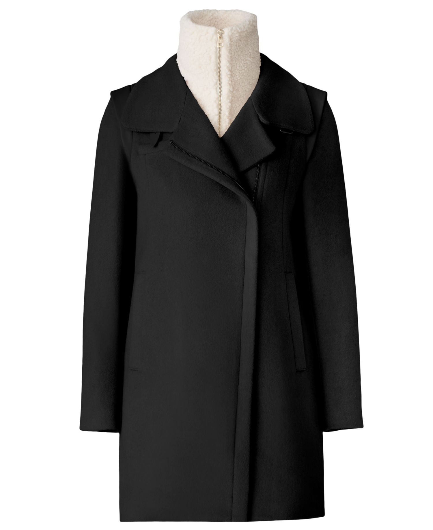 Women's Kiana Wool-Blend Notched-Collar Zipper Coat