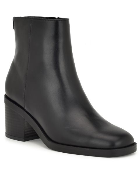 Женские ботинки Nine West Amatto Square Toe Block Heel Booties, цвет: Чёрный