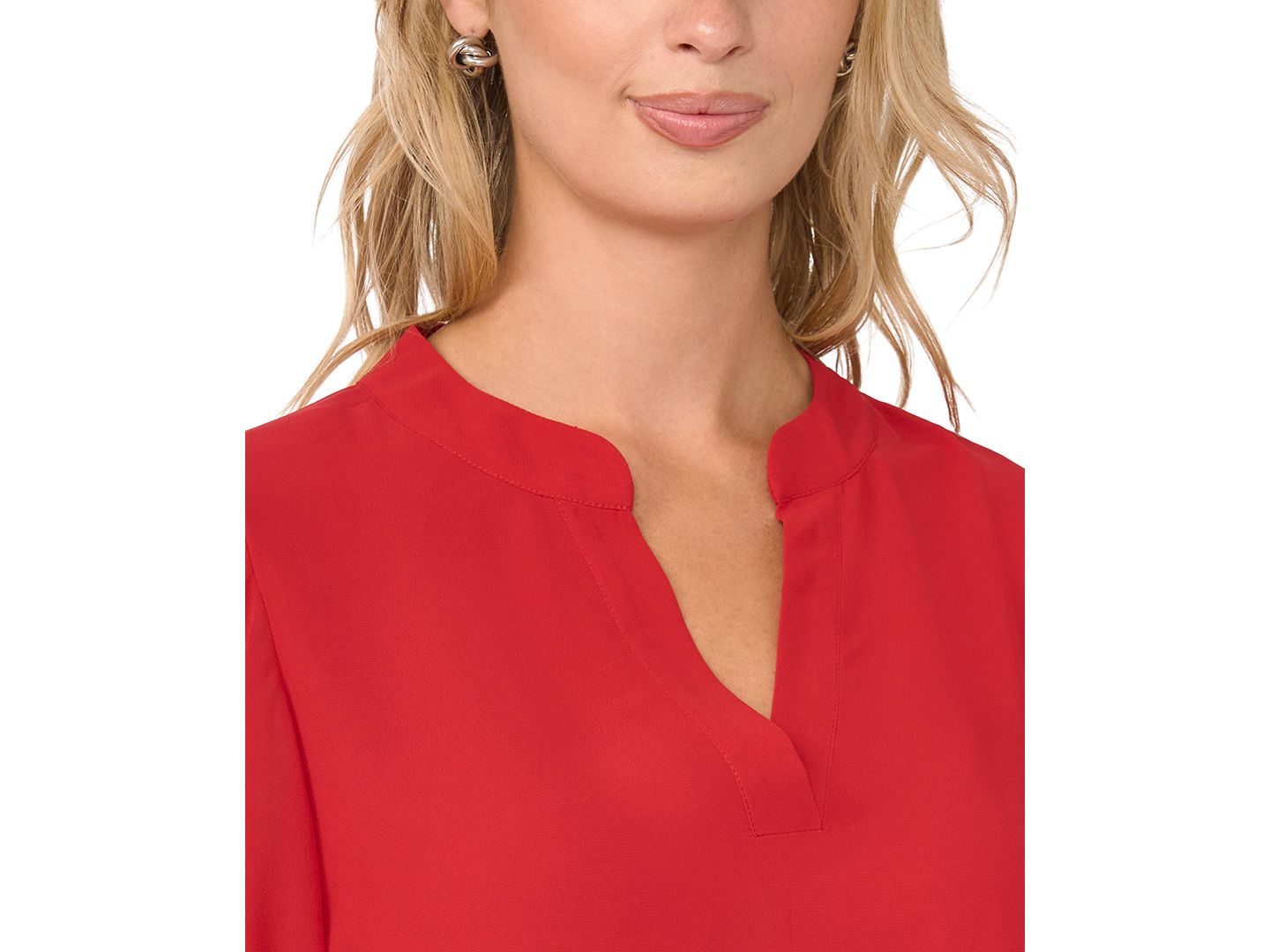Женский топ Vince Camuto Split-Neck Long-Sleeve Top, цвет: Красный — фото 4