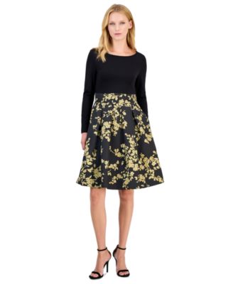 Women's Serentiy Fit & Flare Boat Neck Jacquard Dress