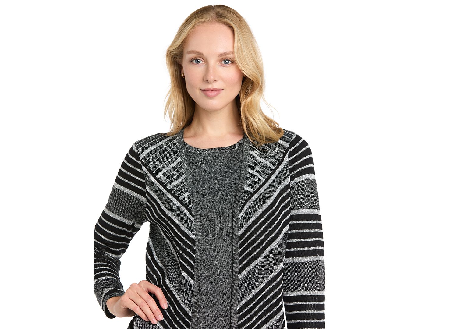 Women's Knit Striped Crewneck Jacket Dress