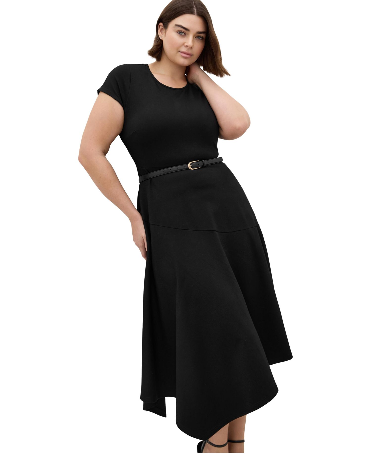 Plus Size Ponte Flare Midi Dress