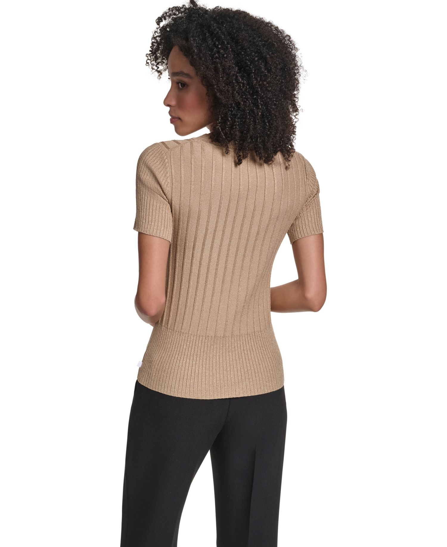 Women's Ribbed Fitted Crewneck Pullover Sweater