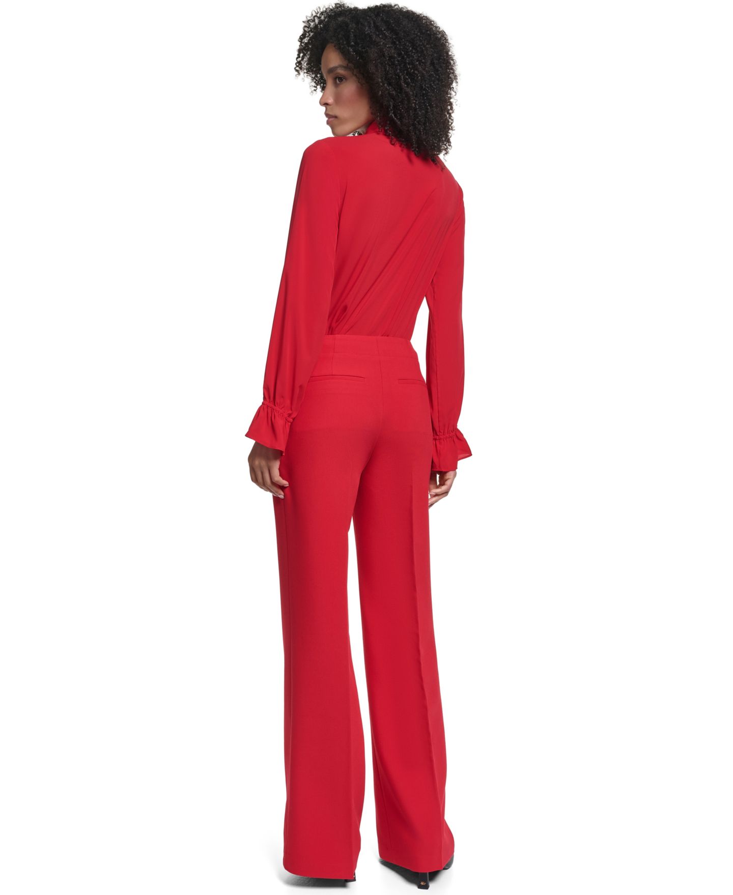 Женские брюки KARL LAGERFELD PARIS KL674 Woven Wide Leg, цвет: Красный — фото 6
