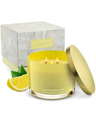 Luxury Lemon Bergamot Candle Gift Set, 3 Wick Decorated Home Candles