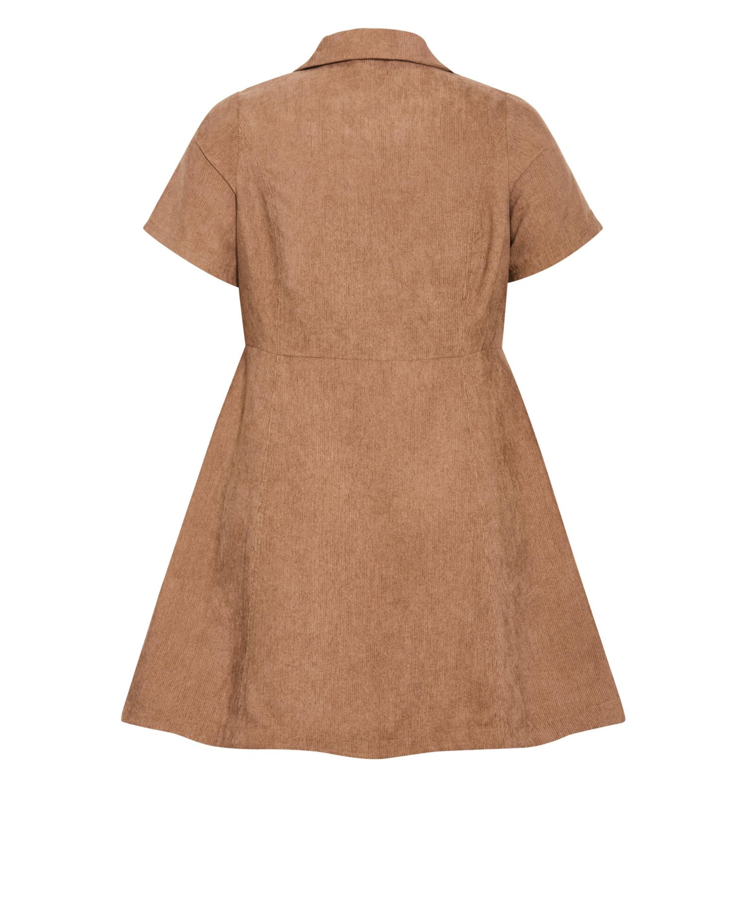 Plus Size Leia Short-Sleeve A-Line Corduroy Mini Dress