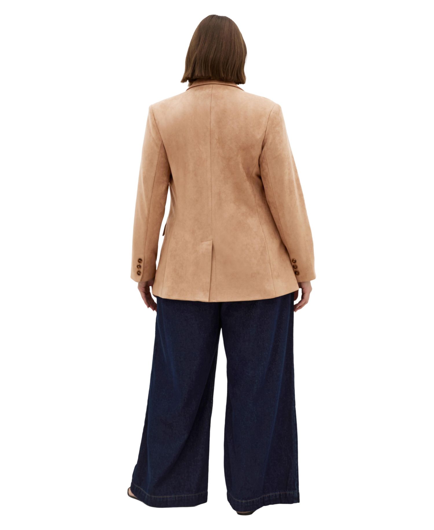 Plus Size Sara Faux Suede Hip-Length Blazer