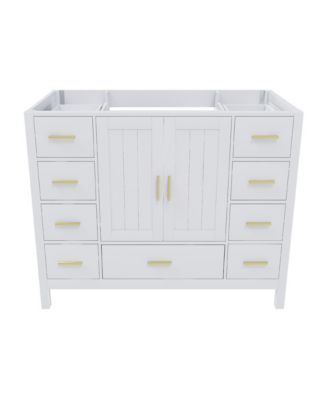 42 Inch Bathroom Vanity Base Cabinet with 2 Soft Close Double Doors and 9 Smooth Drawers with Slides