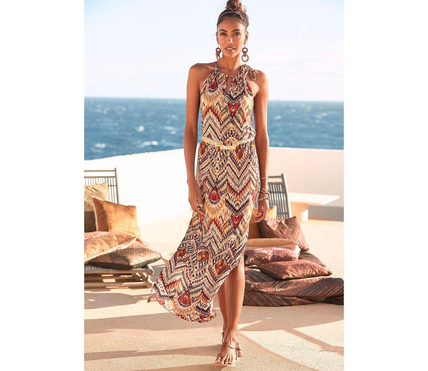 Women's Halter Print Maxi Dress
