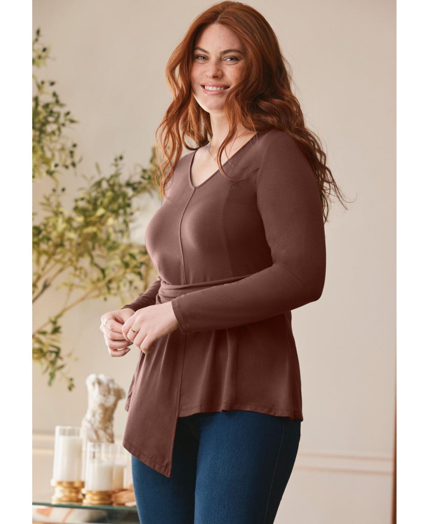 Plus Size Delia Draped Asymmetrical Top