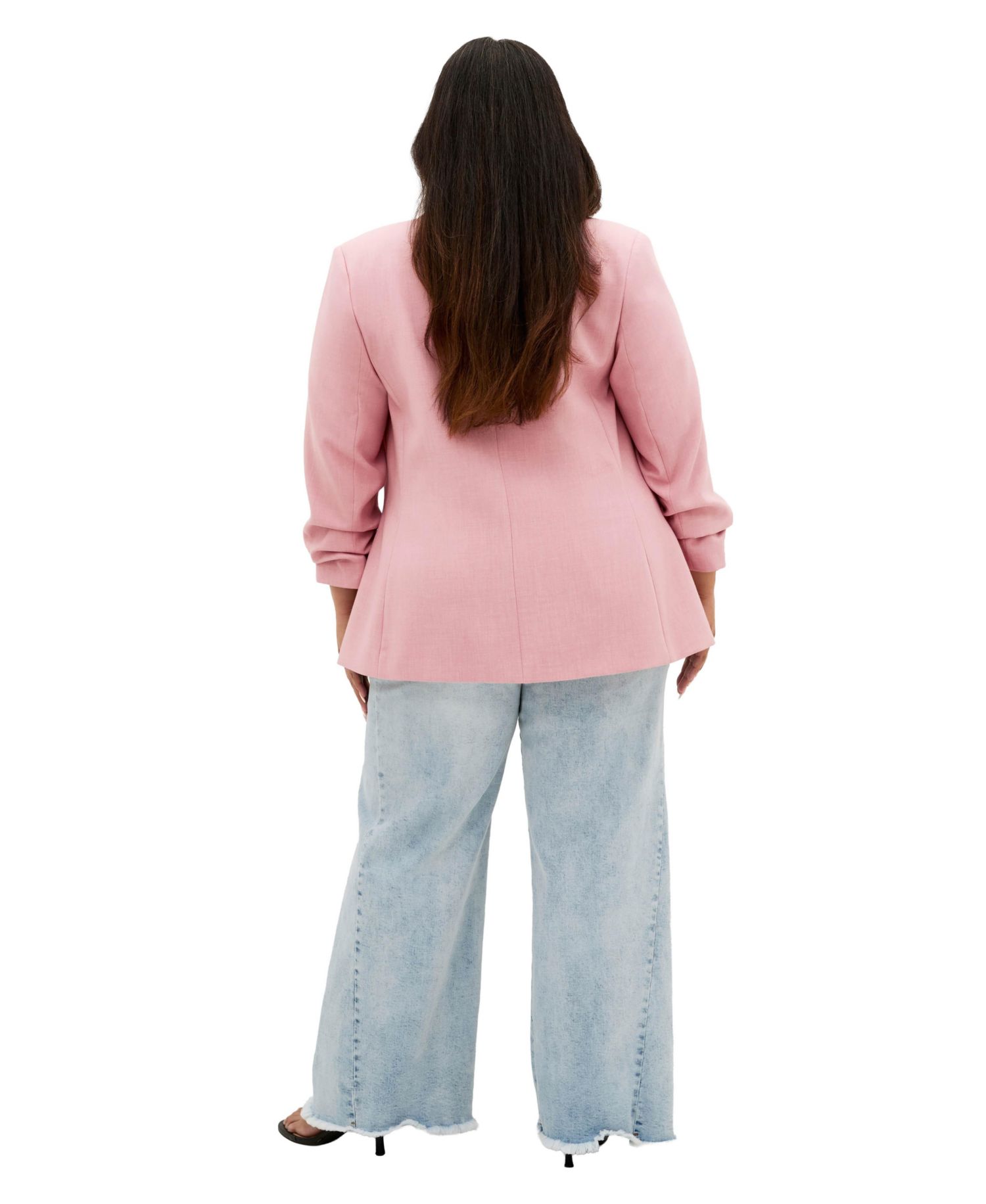 Plus Size Imogen Gathered-Elbow-Sleeve Hip-Length Blazer