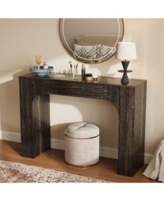 47" Console Table with Drawer, Narrow Farmhouse Entryway Table, Wood Sofa Table Behind Couch, TV Stand for Hallway, Foyer or Living Room