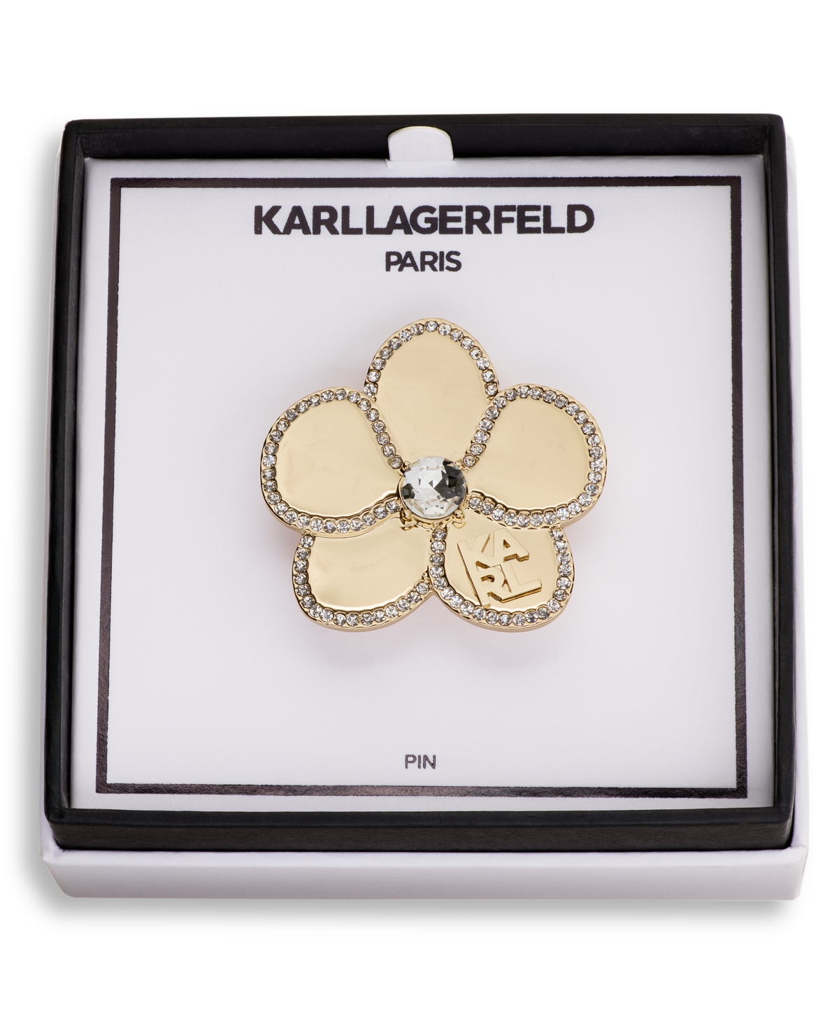 Karl Lagerfeld Paris Gold-Tone Glass Crystal Orchid Pin