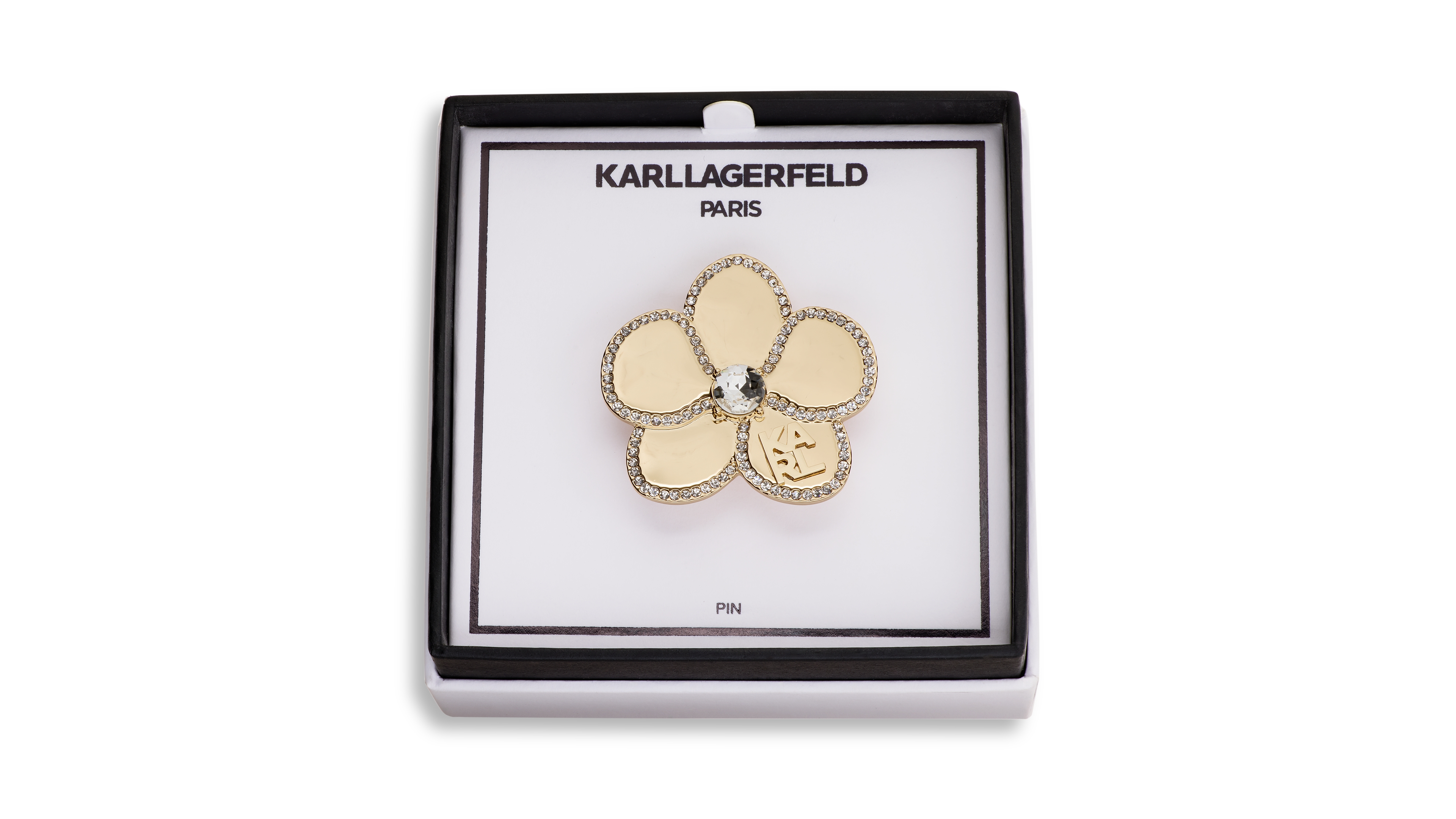 Karl Lagerfeld Paris Gold-Tone Glass Crystal Orchid Pin