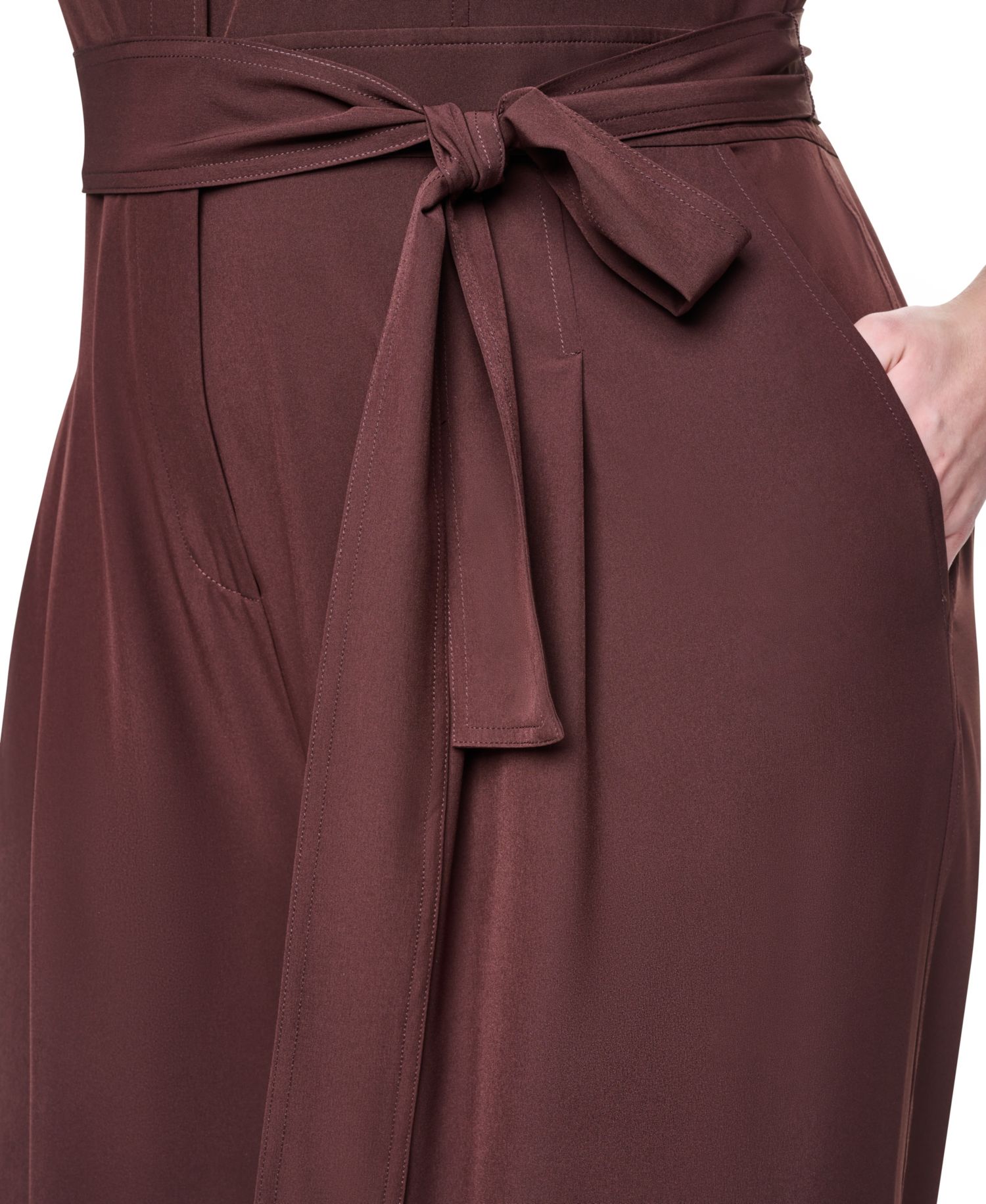 Plus Size Wide-Leg Short-Sleeve Tie Belt Jumpsuit