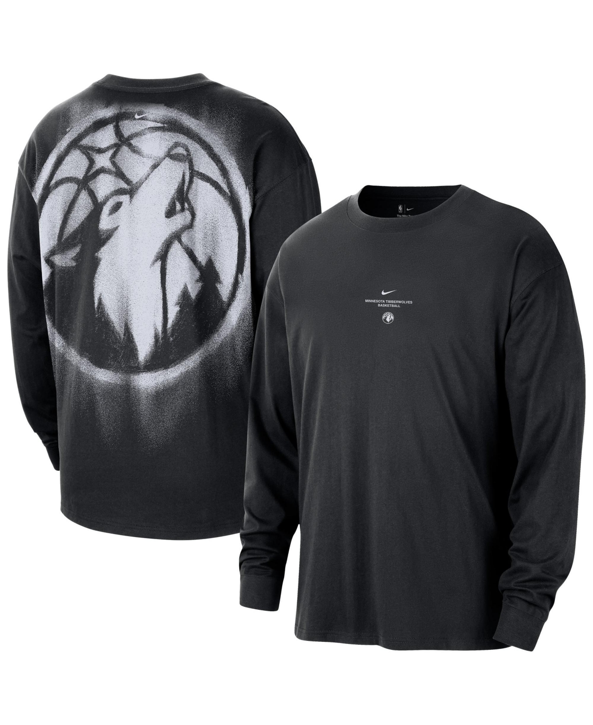 Nike Men's Black Minnesota Timberwolves Pregame Mesh Long Sleeve Performance T-Shirt