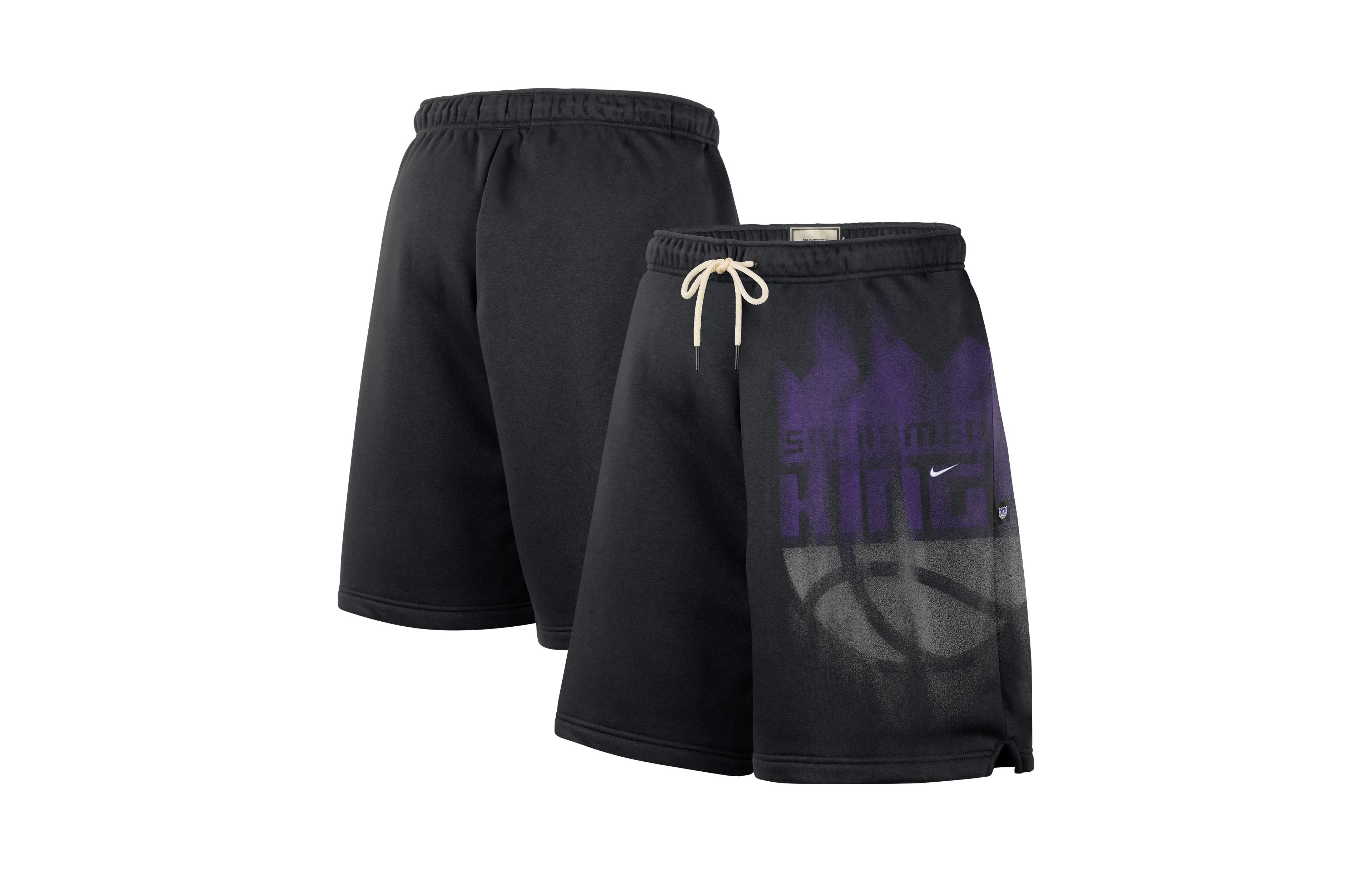Nike Men's Black/ White Sacramento Kings Icon Practice Fleece Shorts