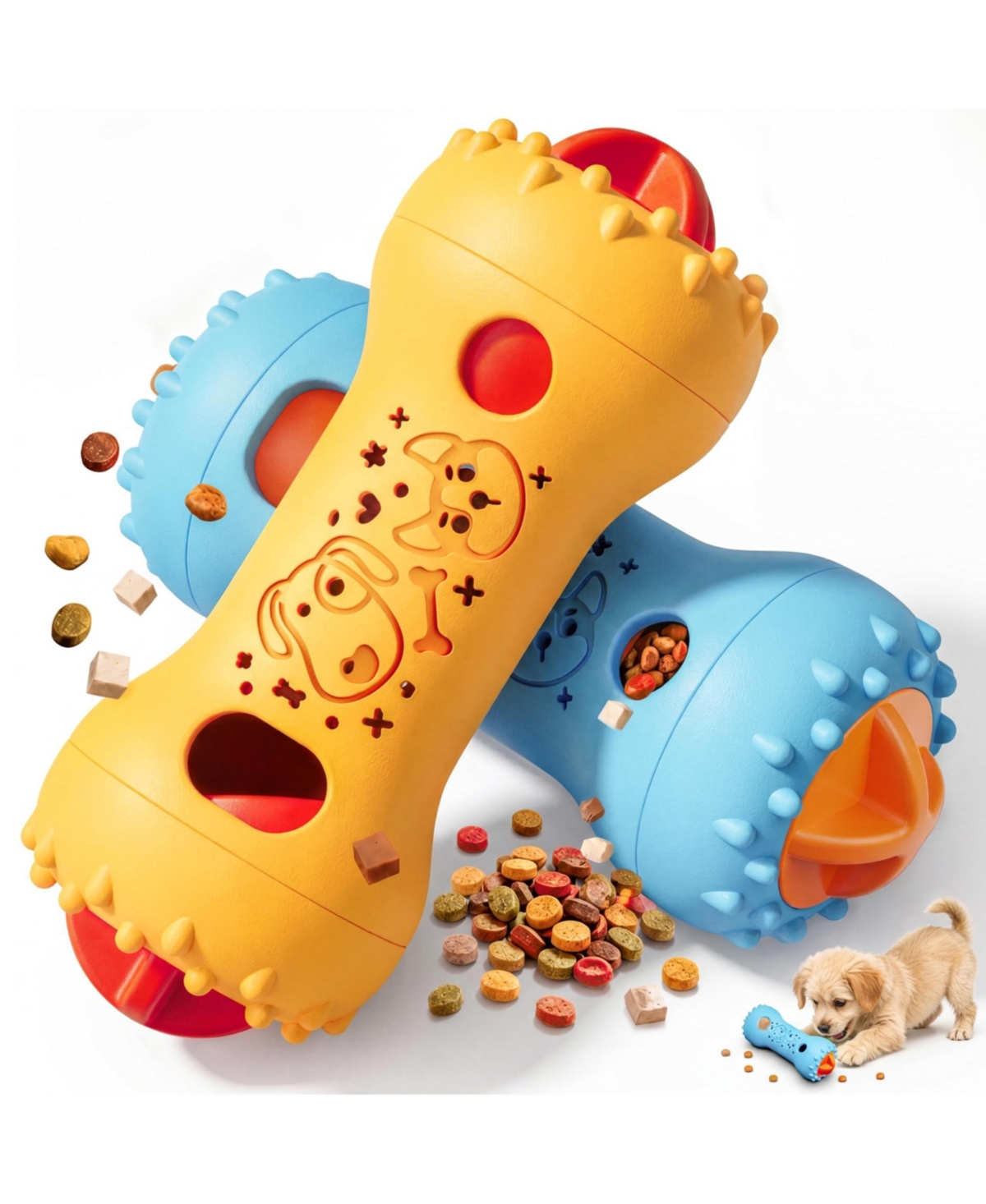 Magicorange 2 Pack Adjustable Interactive Treat Dispensing Dog Puzzle Toy