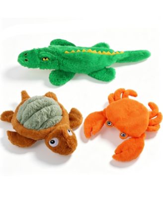 3 Pack Stuffing Free Squeaky Crinkle Plush Dog Toys For Small Medium Dogs