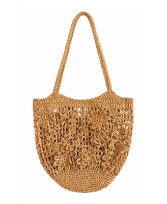 Phillipa Hand-Crocheted Floral Raffia Tote
