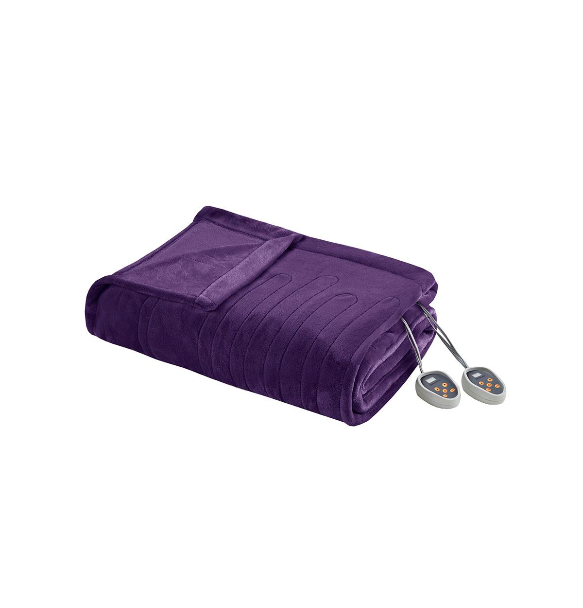 BR54-1933 Purple 100 Percent Polyester Solid Microlight Reversible Heated Blanket, Full Size
