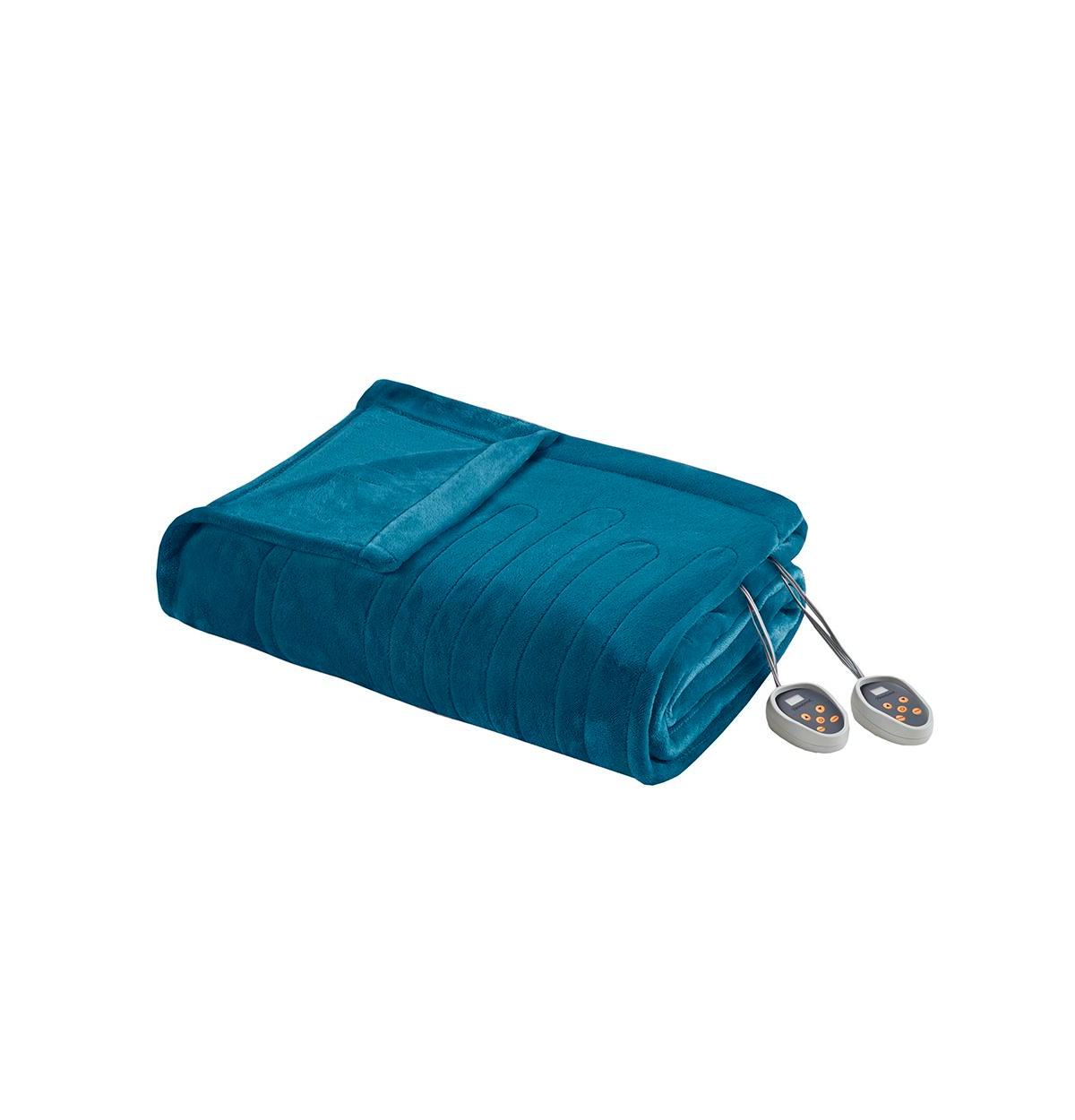 BR54-1930 Teal 100 Percent Polyester Solid Microlight Reversible Heated Blanket, Queen Size