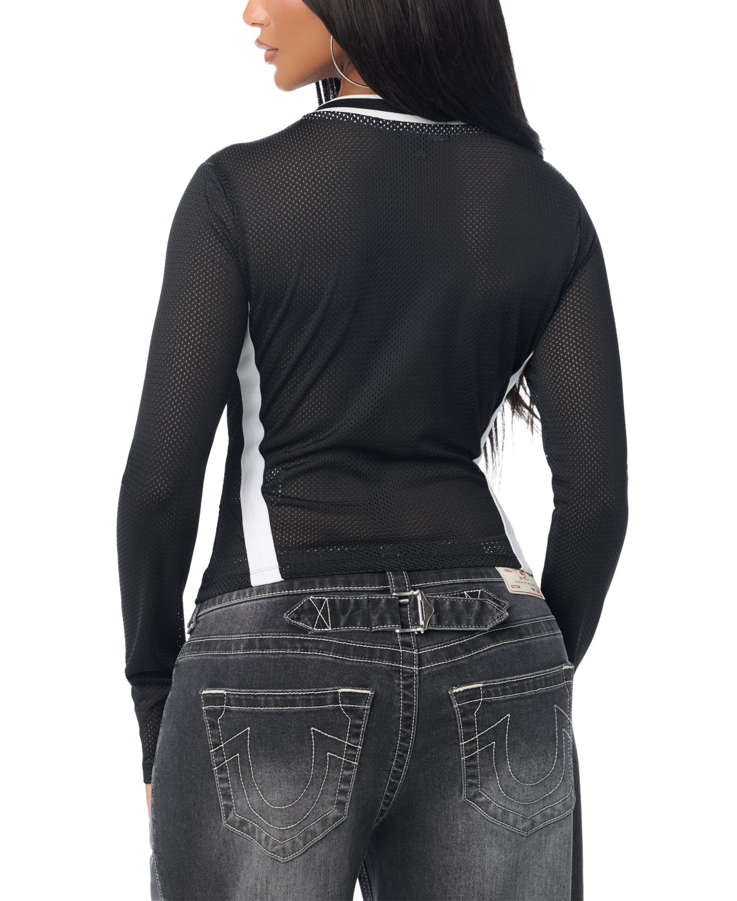 Women's Long-Sleeve V-Neck Crop Top